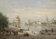 Jean Baptiste Camille  Corot The Harbor of La Rochelle oil painting on canvas